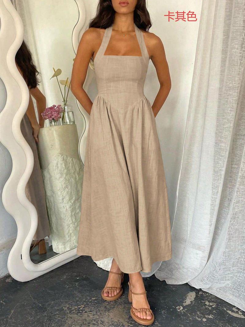 Damen Maxikleid mit sommerlichem Schnitt und süßen Spaghettiträgern Drune