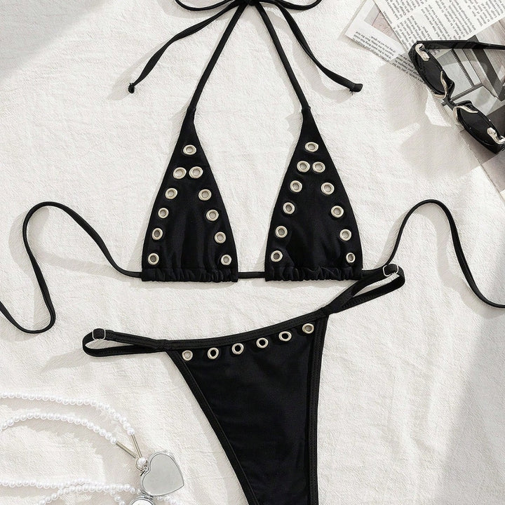Damen Triangel-Bikini-Set mit glamourösen Zier-Details Drune