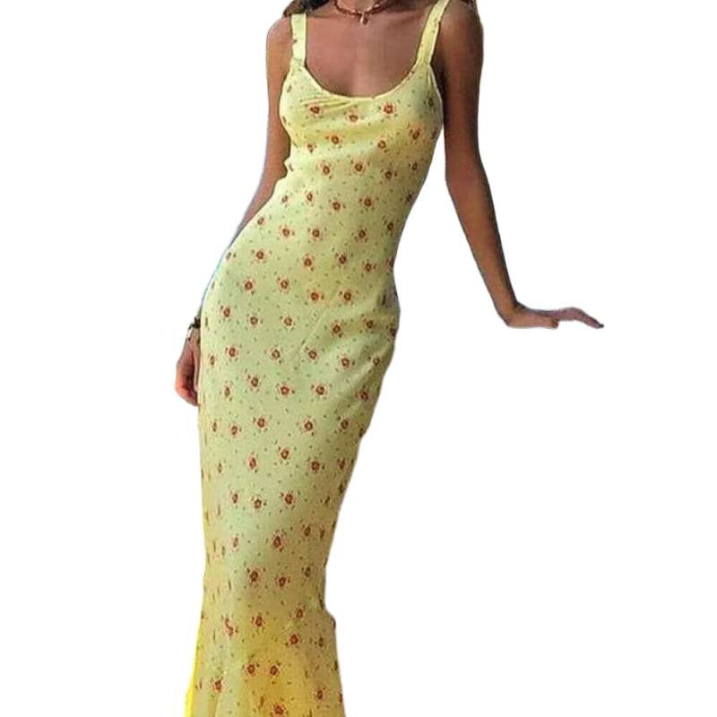 Damen Maxikleid mit floralem Design und eleganter Silhouette Drune