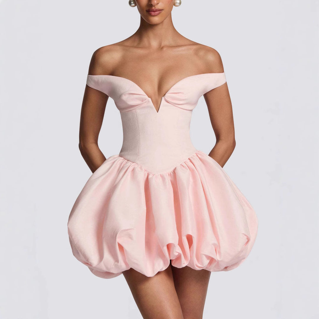 Damen Elegantes Ballkleid mit schulterfreiem Ausschnitt und voluminösem Rock Drune