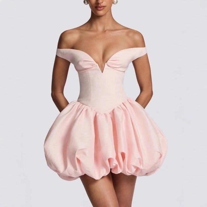 Damen Elegantes Ballkleid mit schulterfreiem Ausschnitt und voluminösem Rock Drune