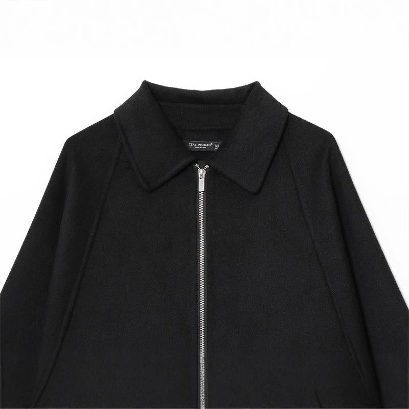 Damen modische Jacke mit asymmetrischem Schnitt und lässigem Reißverschluss Drune