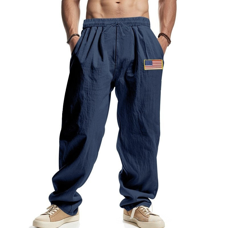 Herren lässige Freizeit-Hose mit verstellbarem Bund und amerikanischem Patch Drune