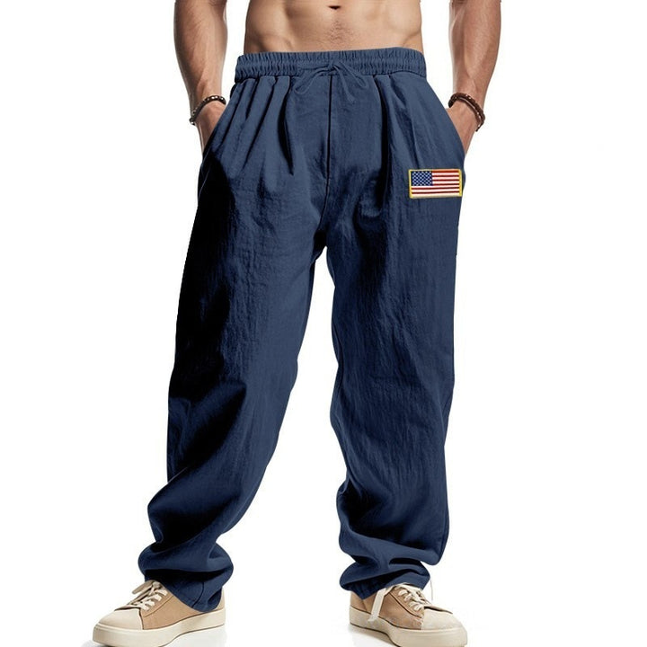 Herren lässige Freizeit-Hose mit verstellbarem Bund und amerikanischem Patch Drune