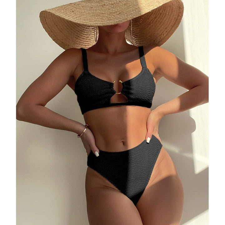 Damen Hoch tailliertes Bikini-Set mit kleinem Cut-Out Drune