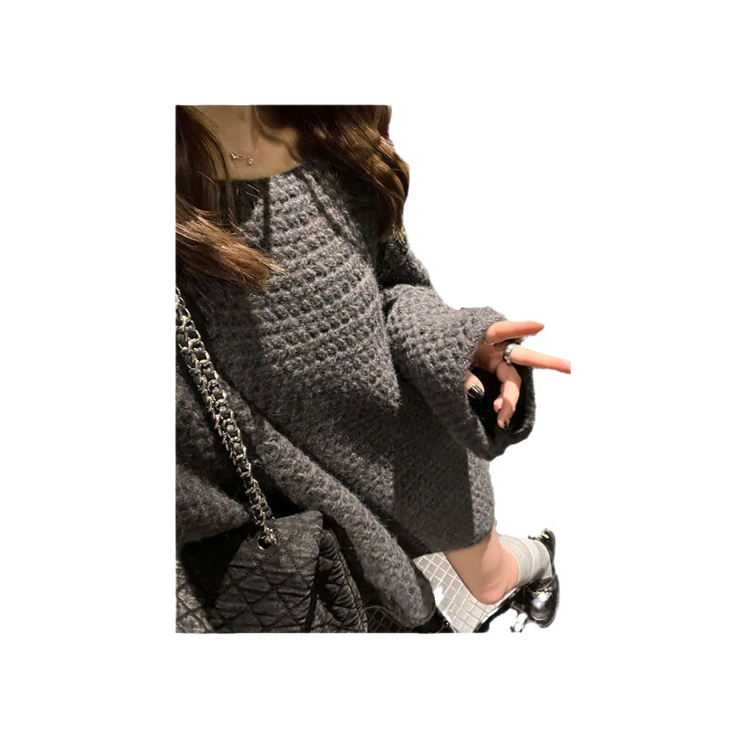 Damen Grobstrickpullover mit weitem Schnitt und lässigem Stil Drune