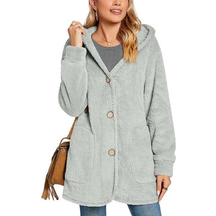 Damen Kuschelige Fleecejacke mit Kapuze und Taschen Drune