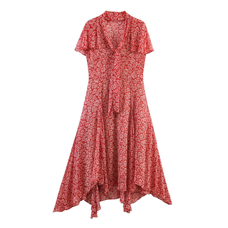 Damen Maxikleid mit verspieltem Blumenmuster und asymmetrischem Saum Drune