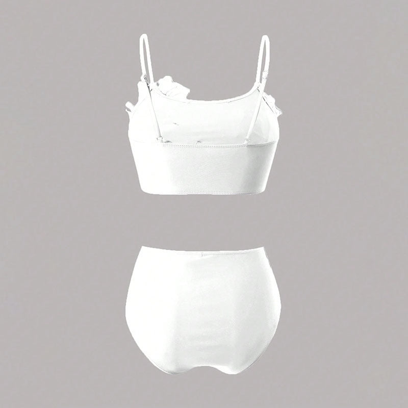 Damen Bikini-Set mit floralem 3D-Design und hochgeschnittenem Unterteil Drune