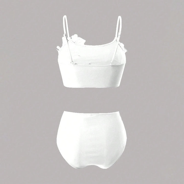 Damen Bikini-Set mit floralem 3D-Design und hochgeschnittenem Unterteil Drune