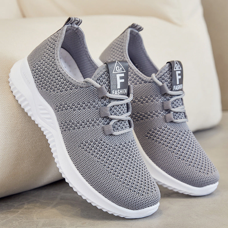 Damen nan ultraleichter 3D-Strick Slip-On Sneaker mit elastischer Schnürung, Zuglasche und dämpfender EVA-Mittelsohle Drune