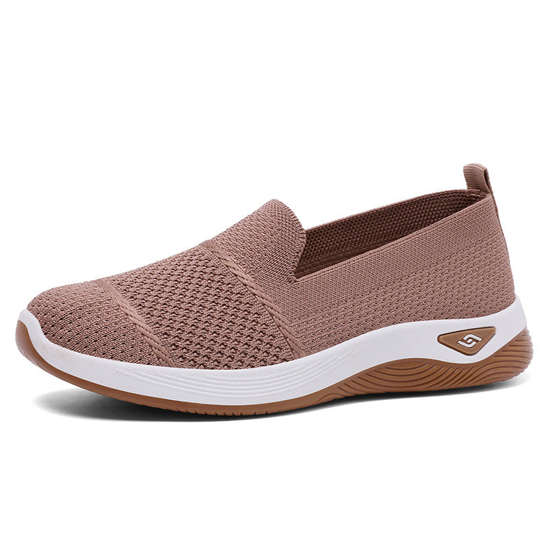 Damen nan eleganter Strick-Slipper mit verstärkter Zehenkappe, flexibler Dämpfungsplattform und Zuglasche Drune