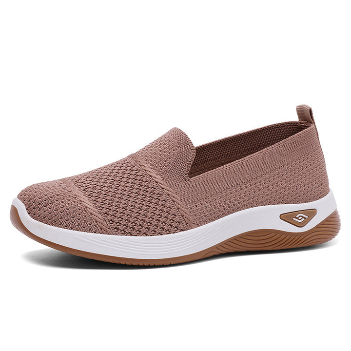Damen nan eleganter Strick-Slipper mit verstärkter Zehenkappe, flexibler Dämpfungsplattform und Zuglasche Drune