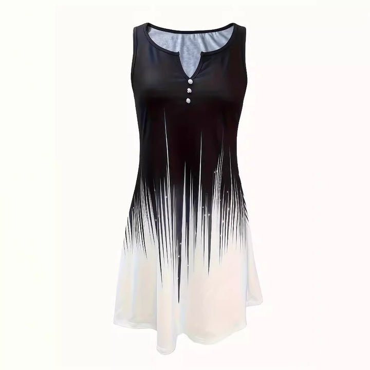 Damen Sommerkleid mit raffiniertem Farbverlauf und Knopfdetails Drune
