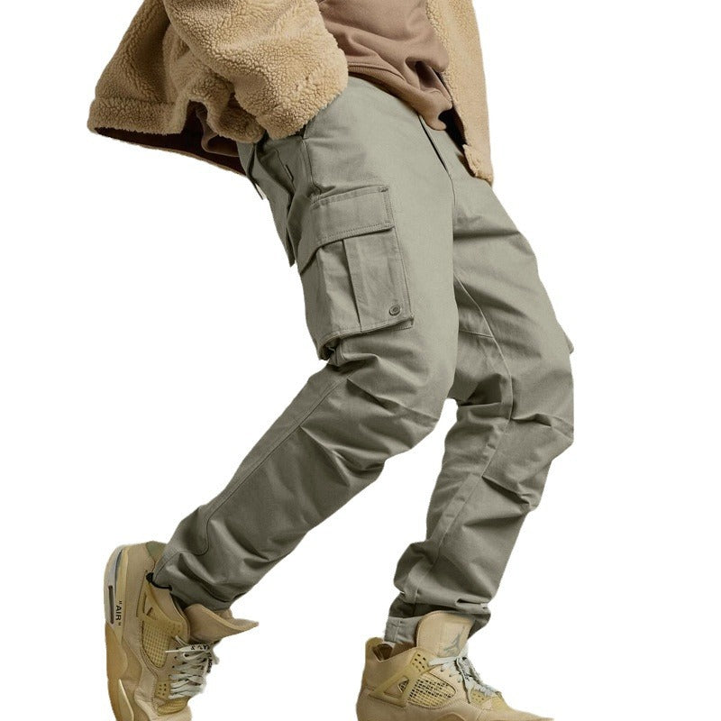 Herren nan Multitaschen-Freizeithose aus Baumwoll-Twill mit konischem Bein und verstellbarem Knöchelzug Drune