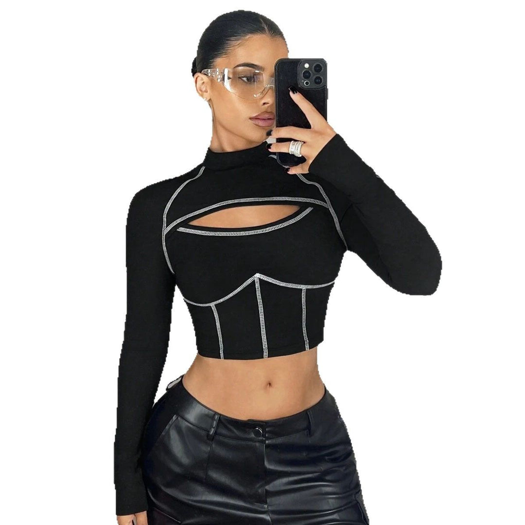 Damen Cropped Pullover mit Cut-Out-Design Drune