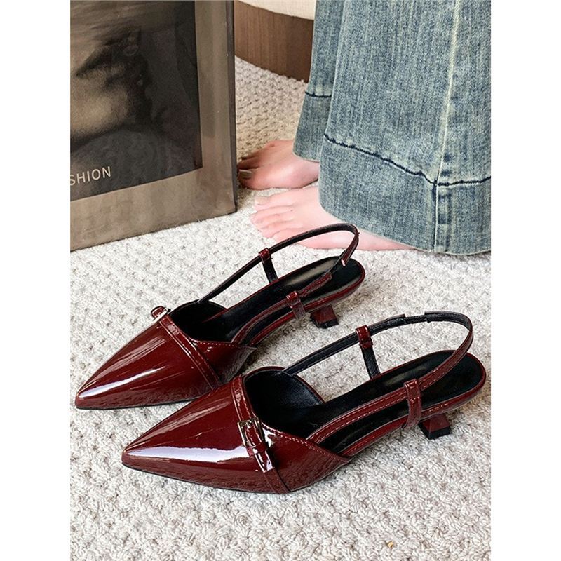 Damen spitze Slingback Ballerinas mit eleganter Schnalle Drune