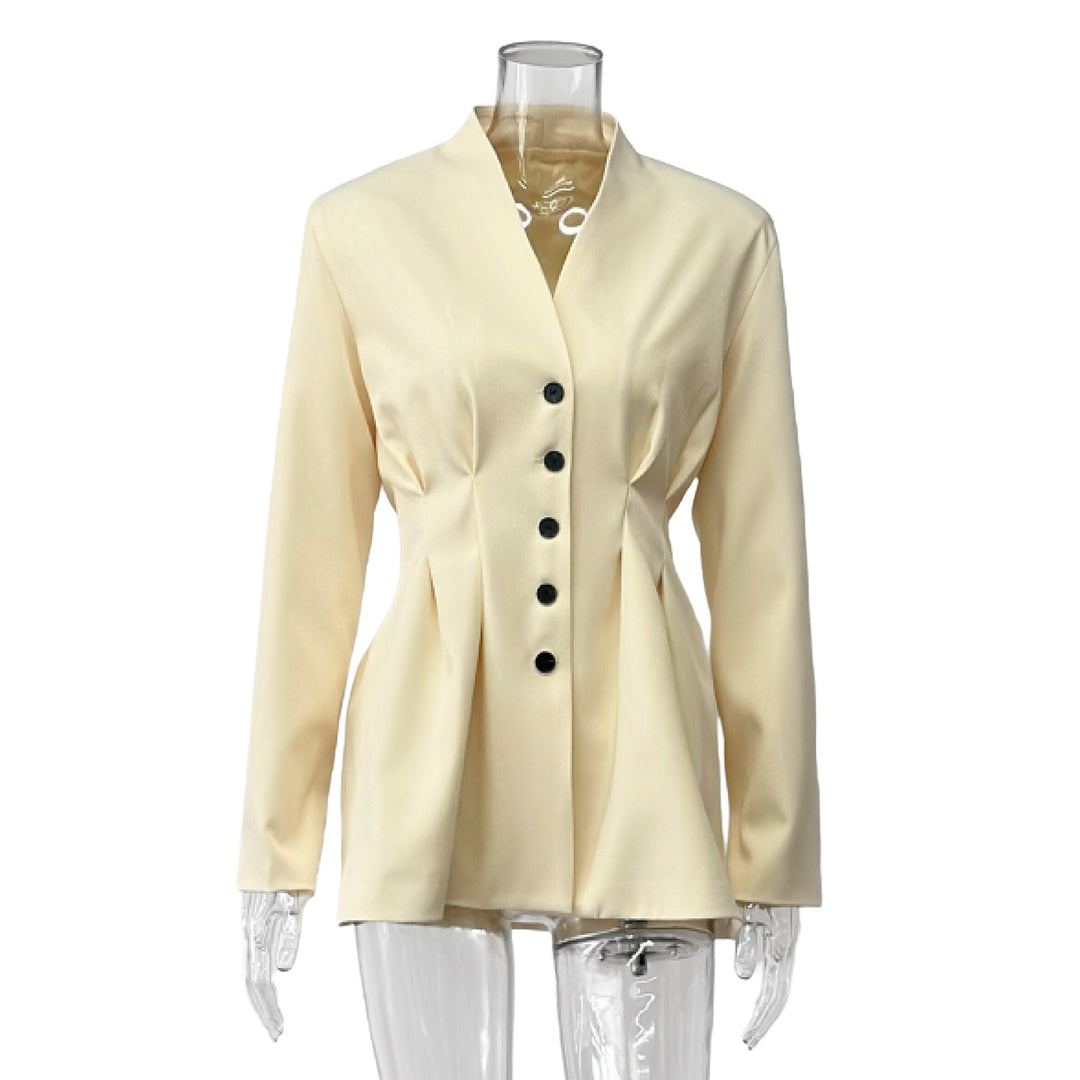 Damen Modischer Blazer mit tailliertem Schnitt und eleganten Knopfdetails Drune