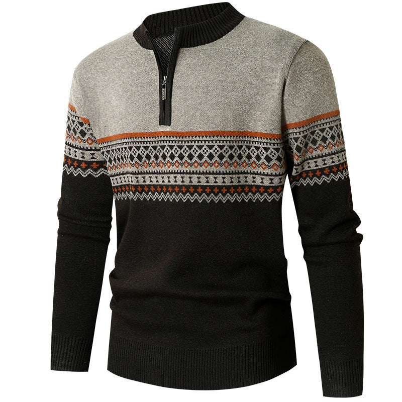 Herren Pullover mit modernem Reißverschluss und geometrischem Muster Drune
