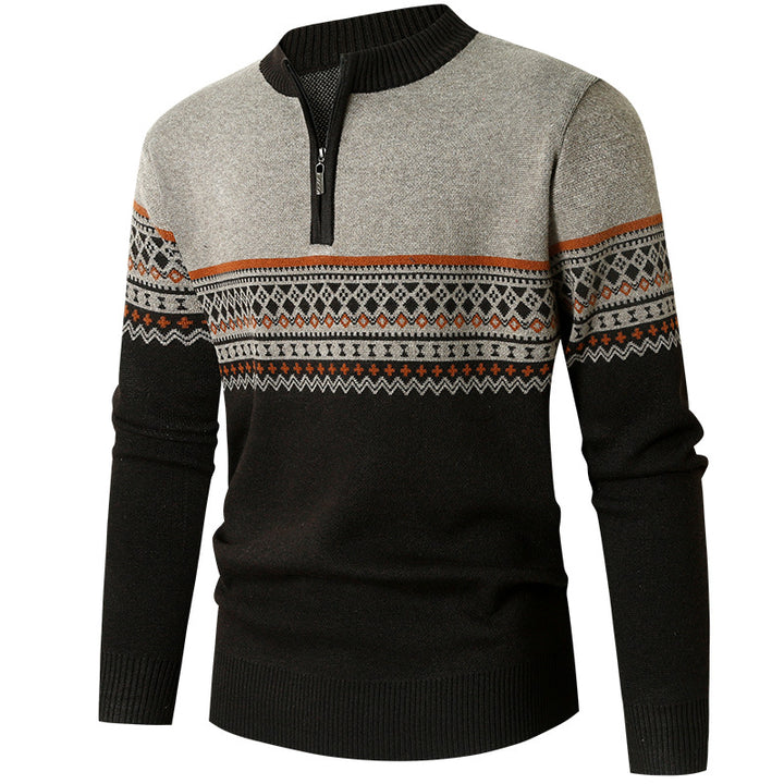 Herren Pullover mit modernem Reißverschluss und geometrischem Muster Drune