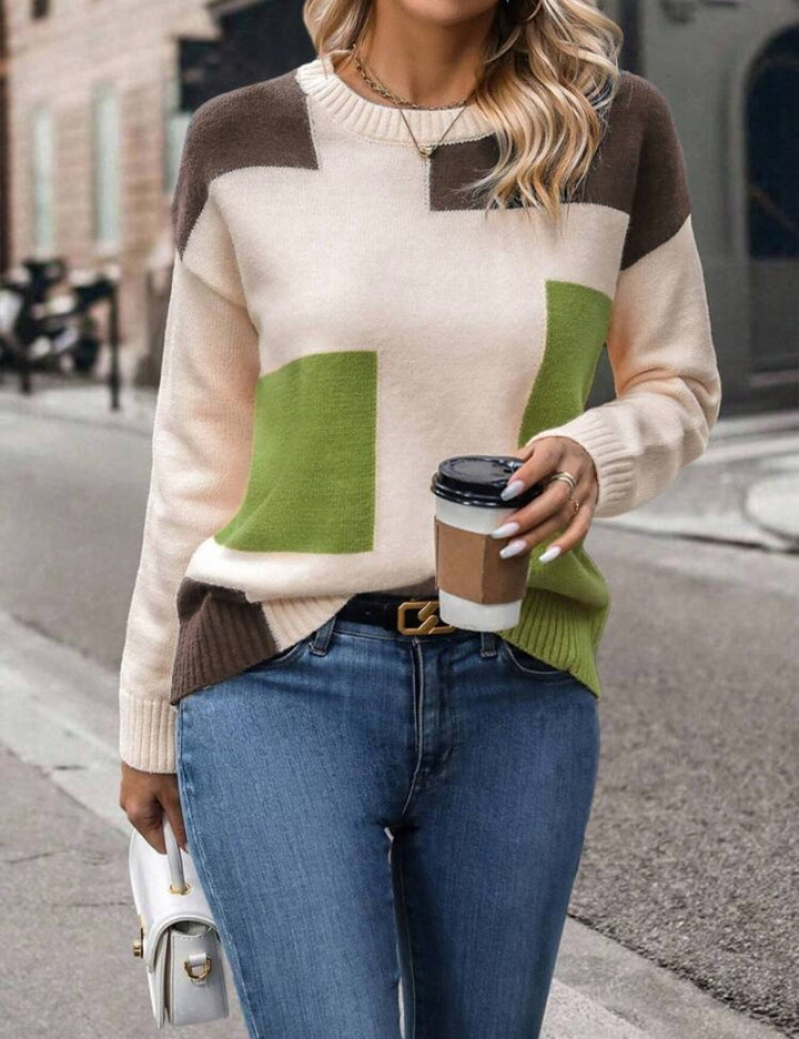 Damen modischer Pullover mit geometrischem Muster und stylischem Schnitt Drune