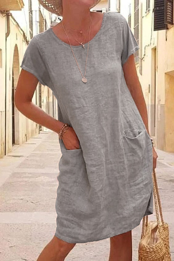Drune | Leinen Casual Kleid mit Taschen