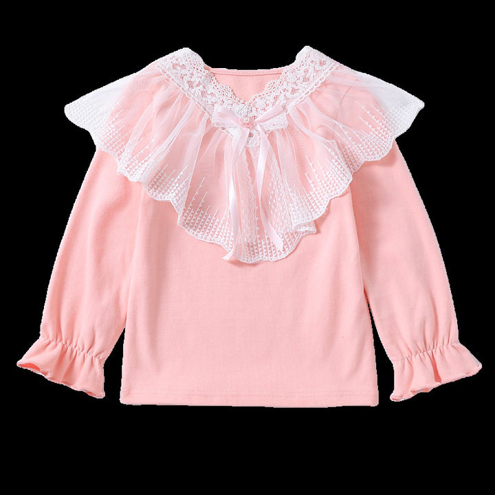 Mädchen Langarmshirt mit eleganter Spitzenverzierung Drune
