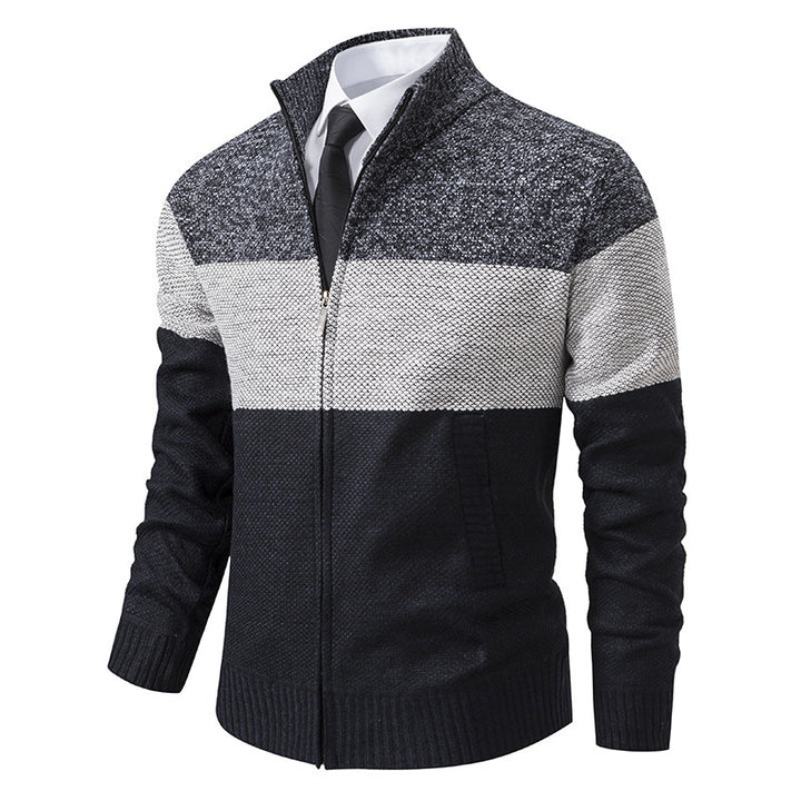 Herren modische Strickjacke mit strukturiertem Farbblockdesign Drune
