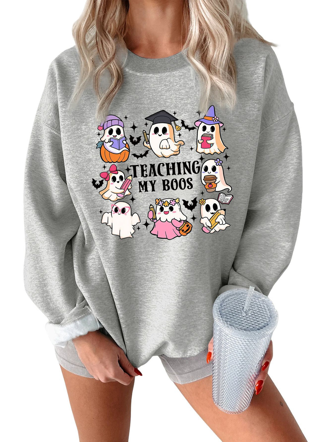 Damen Sweatshirt mit verspieltem Halloween-Motiv und lässigem Schnitt Drune