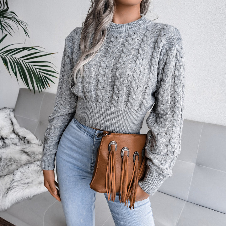 Damen Grobstrickpullover mit modernem Zopfdesign und Bündchen Drune