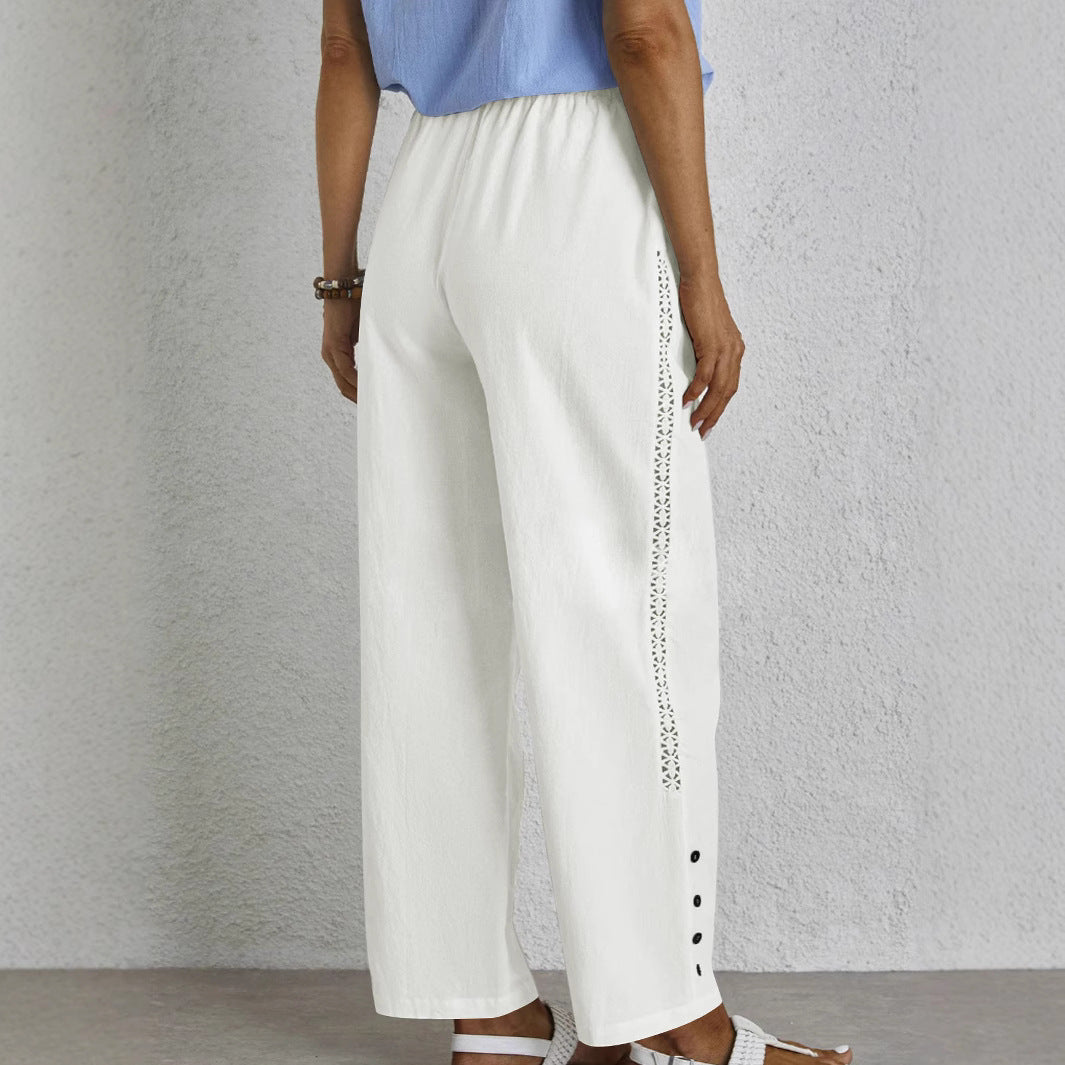 Damen Hochtaillierte Chinohose mit elastischem Bund und seitlichen Taschen Drune