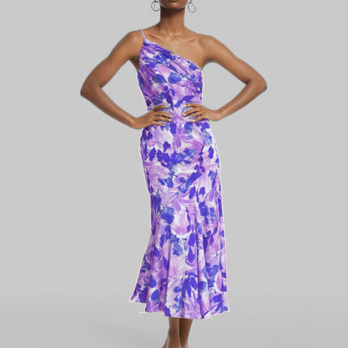 Damen Maxikleid mit asymmetrischem Schnitt und floralem Design Drune