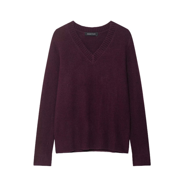 Damen V-Ausschnitt Pullover aus weichem Strickmaterial Drune