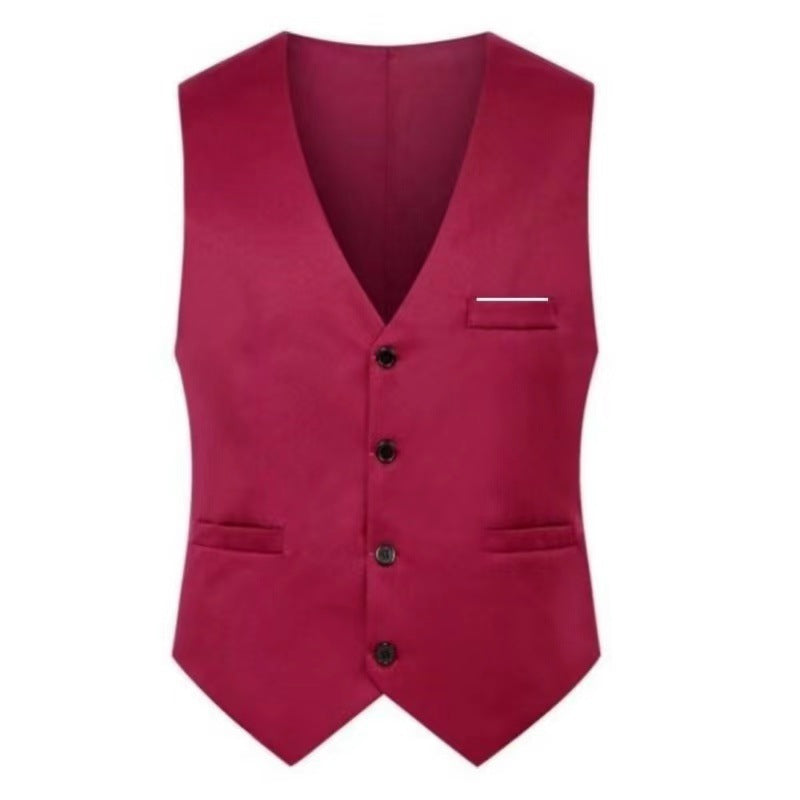 Herren nan elegante Satinweste mit V-Ausschnitt und schmal geschnittene Anzughose Drune