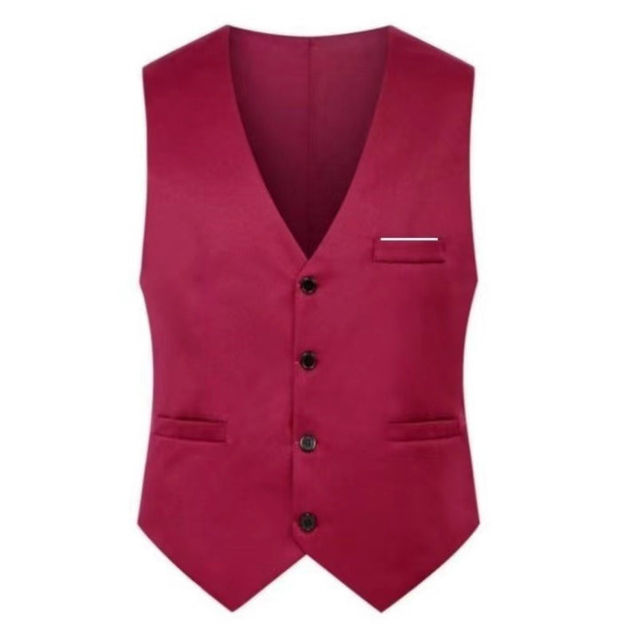 Herren nan elegante Satinweste mit V-Ausschnitt und schmal geschnittene Anzughose Drune