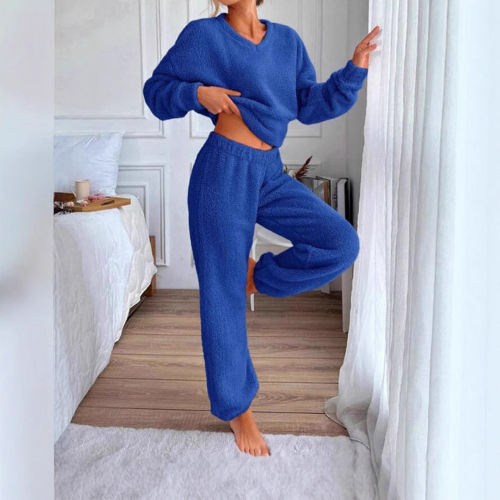 Damen Kuscheliges Fleece-Lounge-Set mit elastischem Bund Drune
