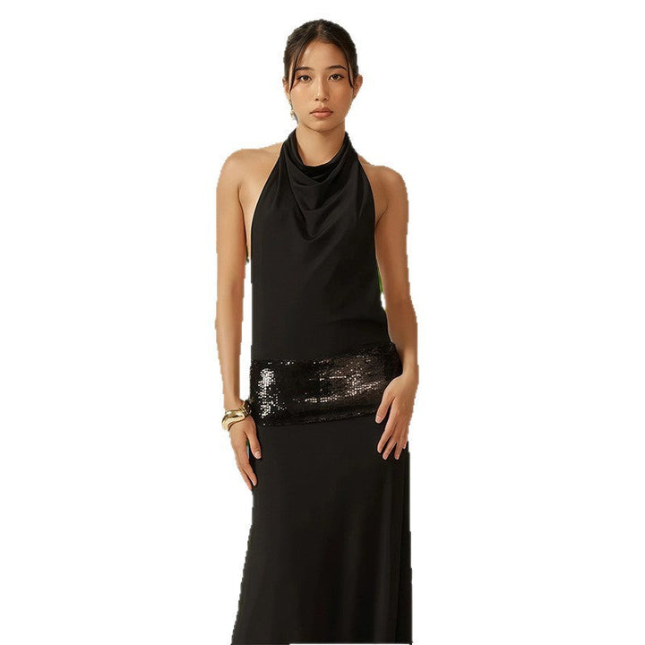 Damen Abendkleid mit schickem Wasserfallausschnitt und glitzerndem Taillenelement Drune