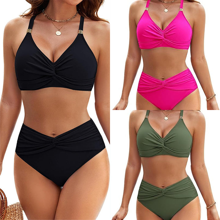Damen Hochgeschnittener Bikini mit elegantem Wickeldetail Drune