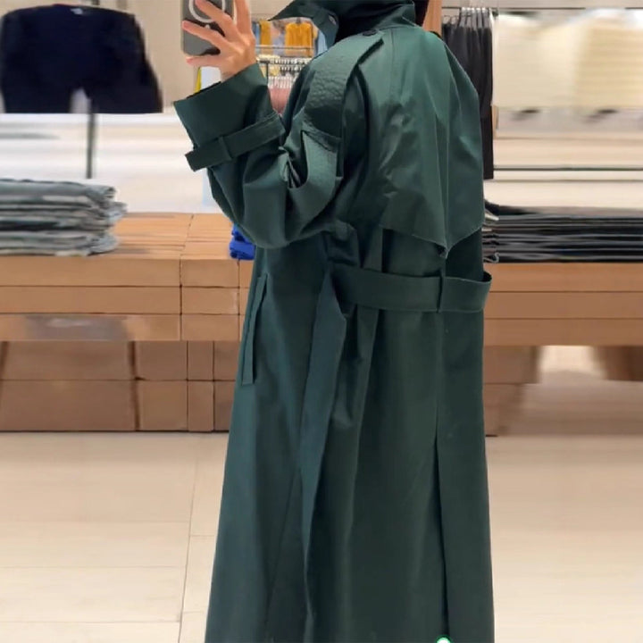 Damen Modischer Trenchcoat mit praktischem Gürtel Drune