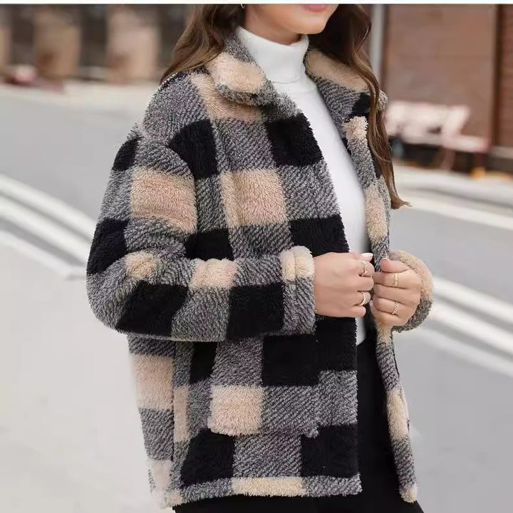 Damen Fleecejacke im Karomuster Drune