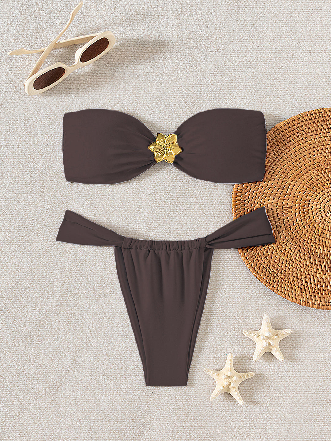 Damen Bandeau-Bikini mit eleganter Goldschließe Drune