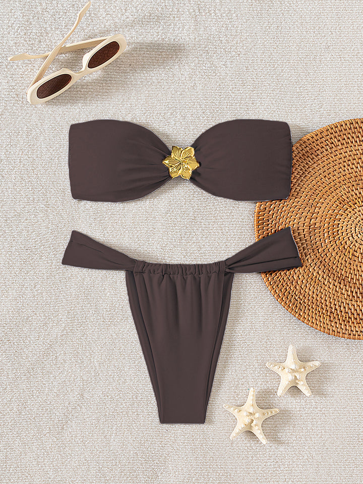 Damen Bandeau-Bikini mit eleganter Goldschließe Drune