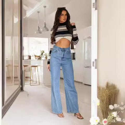 Damen Weitgeschnittene Hochbund-Jeans Drune