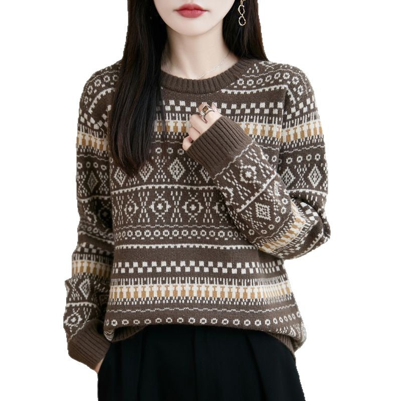 Damen Gemusterter Strickpullover Drune