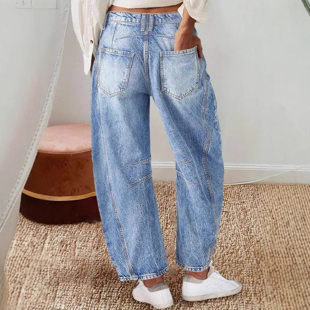 Damen Hoch Taillierte Baggy Jeans Drune