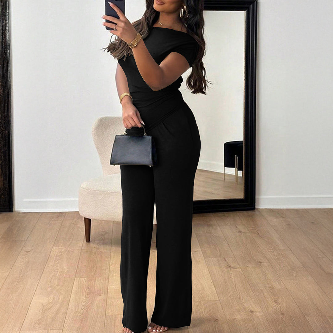 Damen Eleganter Overall mit Wickeldesign und weitem Bein Drune