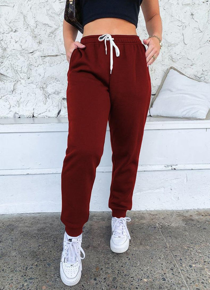 Damen nan taillenhohe tapered Jogginghose mit elastischem Komfortbund, verstellbarem Kordelzug und tiefen Eingrifftaschen Drune