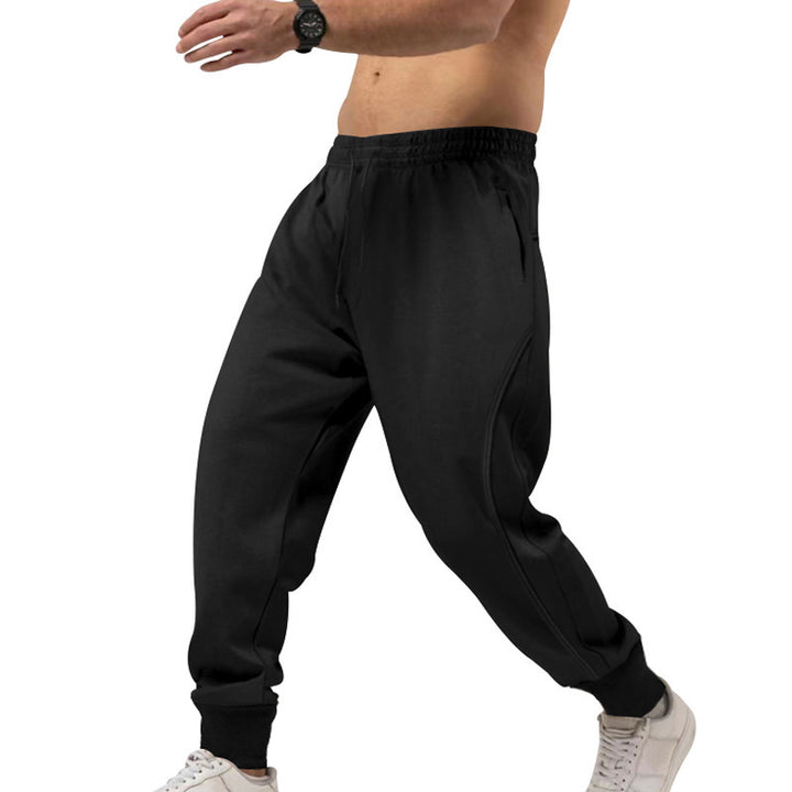 Herren sportliche Sweatpants mit seitlichen Reißverschlusstaschen und elastischem Bund Drune