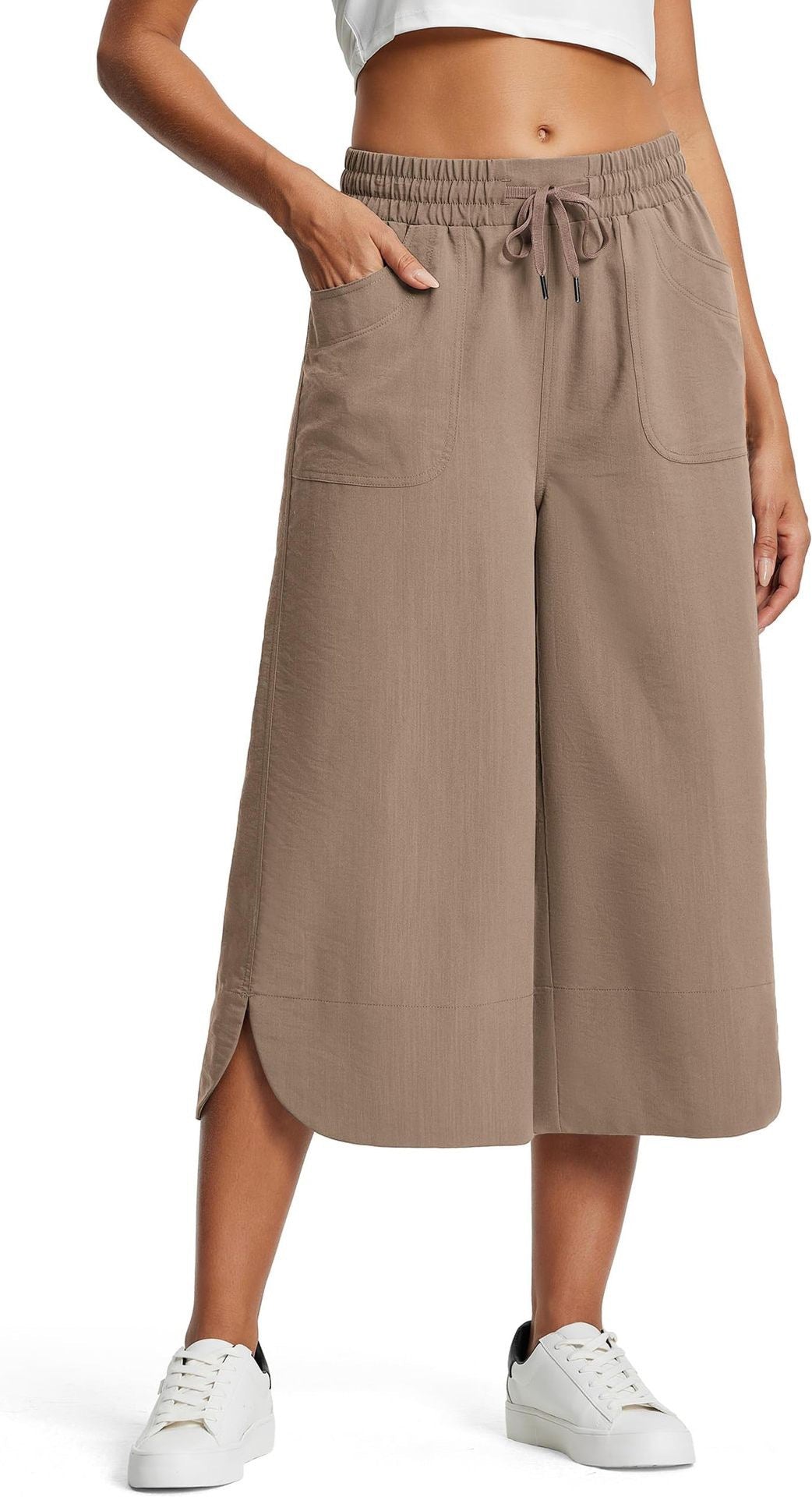 Damen lässige Culotte mit elastischem Bund und praktischen Seitentaschen Drune