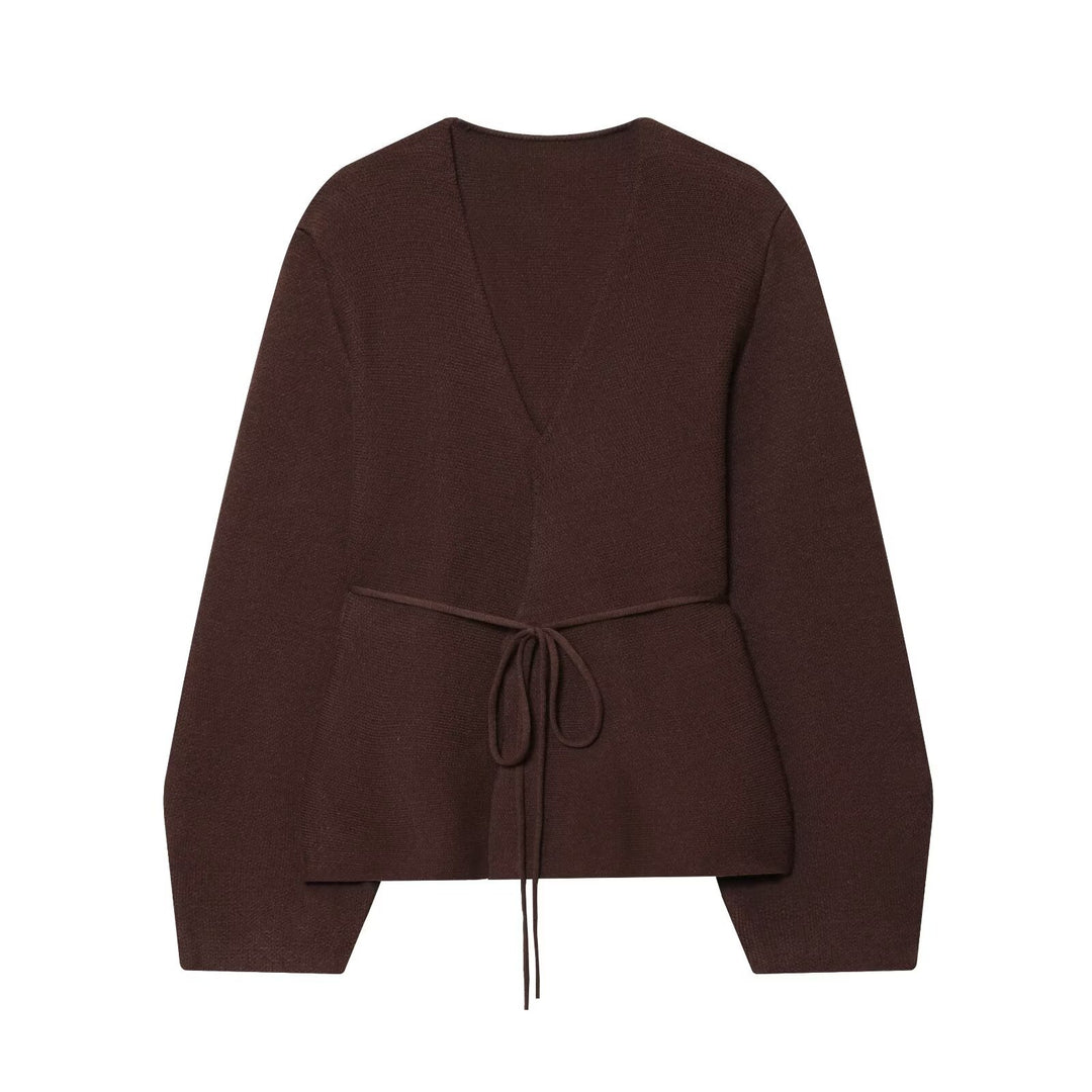Damen Strickjacke mit eleganter Taillierung und V-Ausschnitt Drune